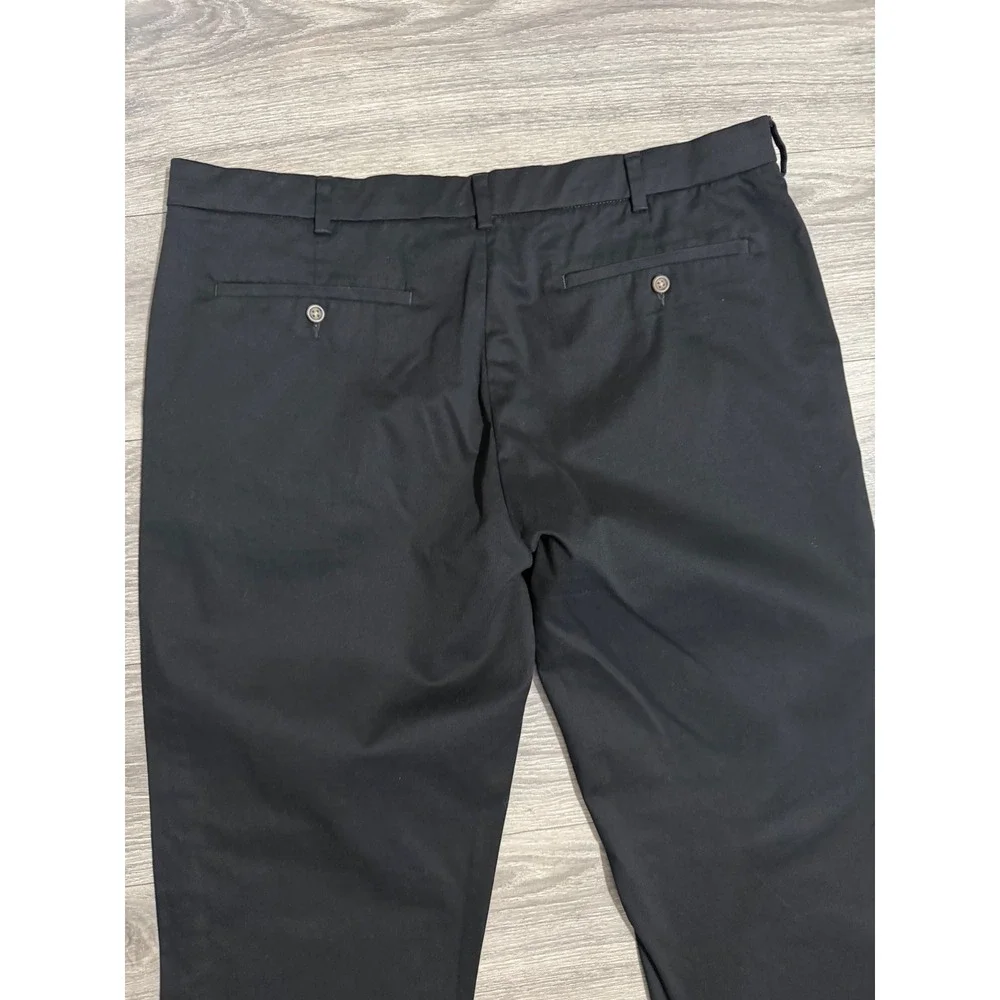 George Mens Chino Pants 42x30 Black Soot Stretch Straight Leg GM09493 Minimalist